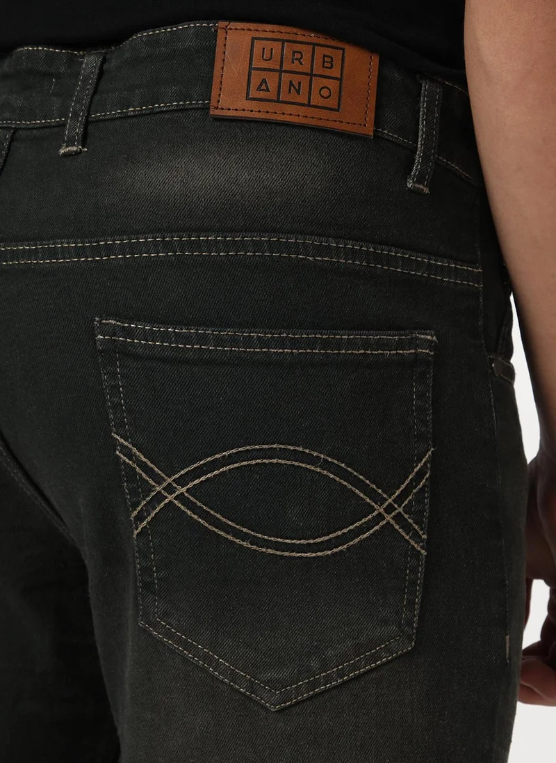 Urbano Fashion  Urbano Fashion Men's Dark Grey Bootcut Fit Mid Rise Heavy Washed Jeans Stretchable for Men | Best Price UAE